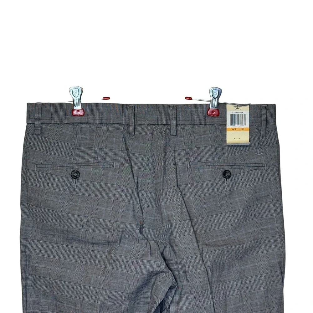 Dockers Men's Dress Pants Straight Leg Houndstooth Plaid Gray Blue Sz. 33X30 NWT